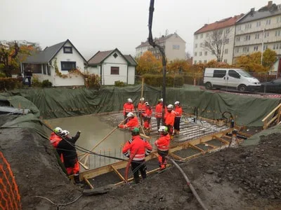 Grunnplata støpes. Tirsdag 3. november
